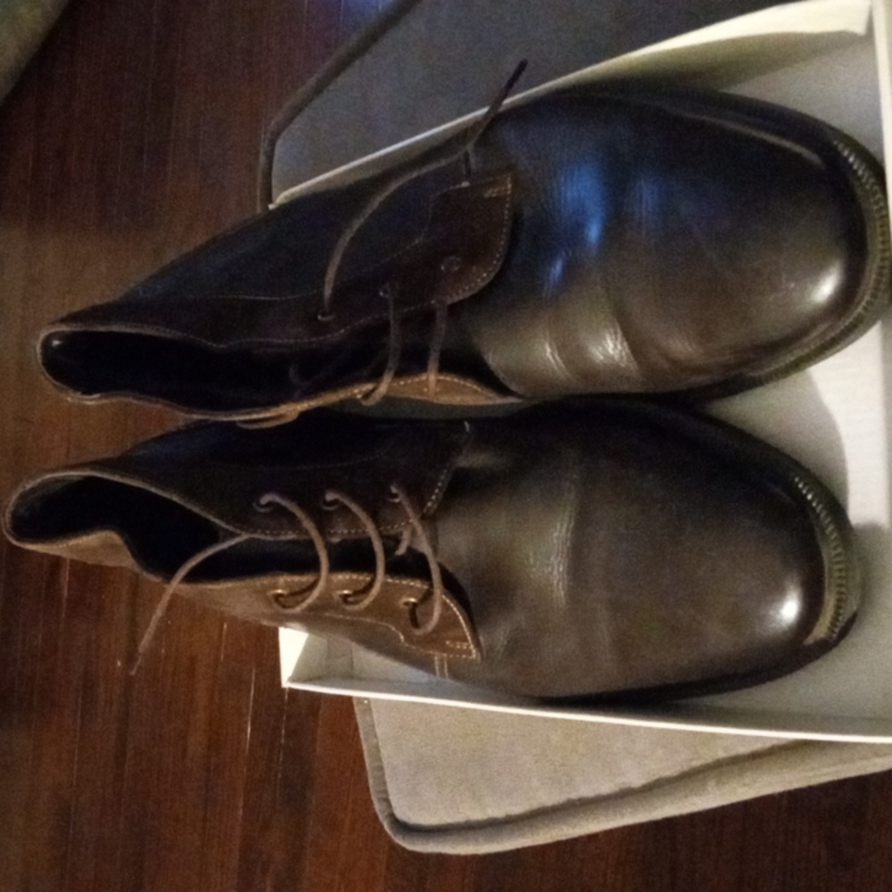 Stacy Adams Brown Leather and suede high top shoes size 12